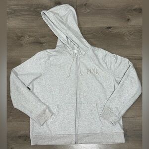 Victoria's Secret PINK Full Zip-Up Sweatshirt Gray size XL